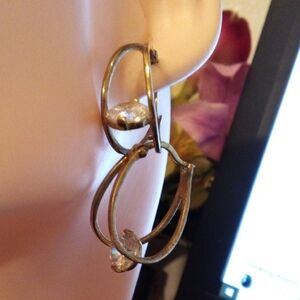 Gold-Tone Hoop Drop Earrings with Clear Stones - Women Jewelry